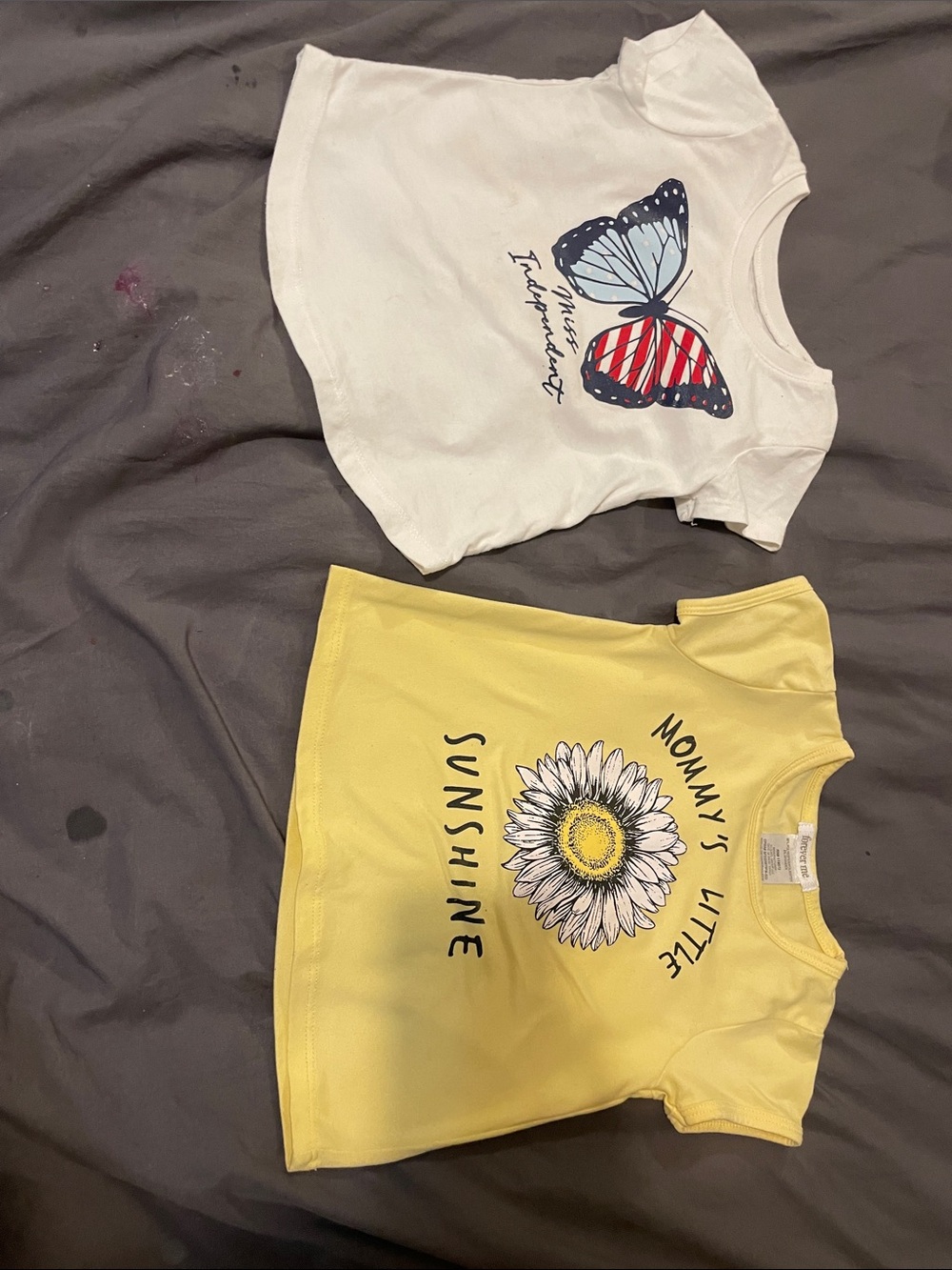 Girls' Short-Sleeve Tee Set - White Butterfly & Yellow Sunflower